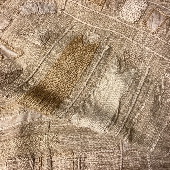 Chico’s blazer womens SZ 3(xl) silk natural fibers appliquéd tan vintage - Picture 12 of 13